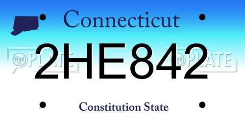 2HE842 Connecticut License Plate