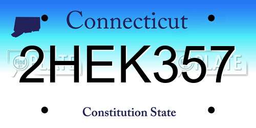2HEK357 Connecticut License Plate