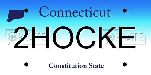 2HOCKE Connecticut License Plate