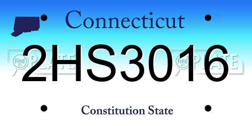 2HS3016 Connecticut License Plate