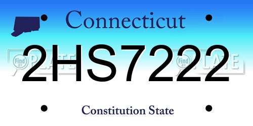 2HS7222 Connecticut License Plate