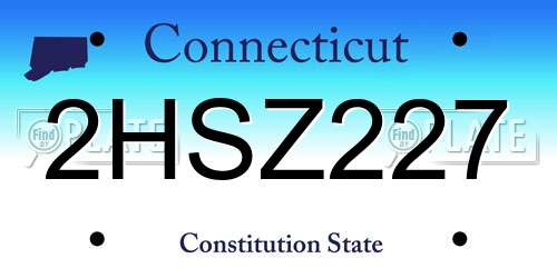 2HSZ227 Connecticut License Plate