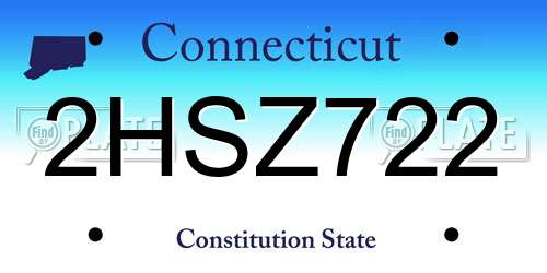 2HSZ722 Connecticut License Plate