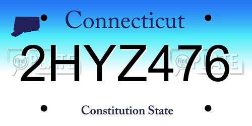2HYZ476 Connecticut License Plate
