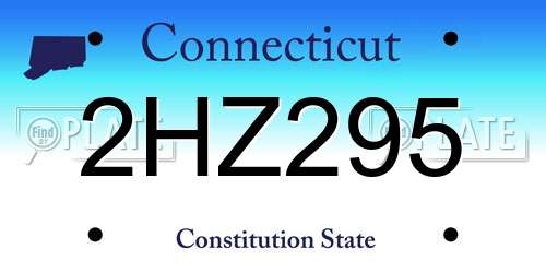 2HZ295 Connecticut License Plate