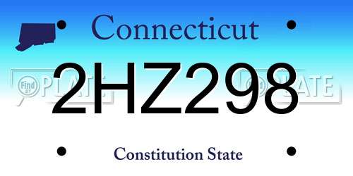 2HZ298 Connecticut License Plate