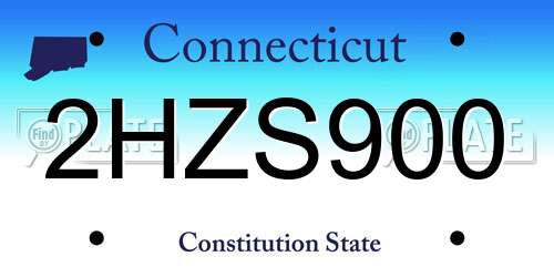 2HZS900 Connecticut License Plate