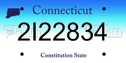 2I22834 Connecticut License Plate
