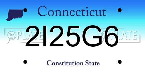 2I25G6 Connecticut License Plate