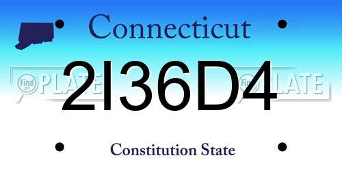 2I36D4 Connecticut License Plate