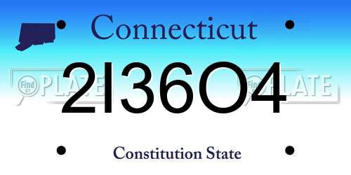 2I36O4 Connecticut License Plate