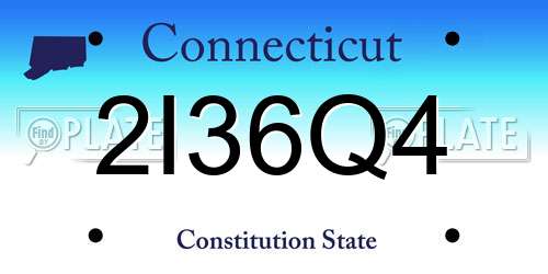 2I36Q4 Connecticut License Plate