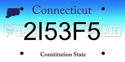 2I53F5 Connecticut License Plate