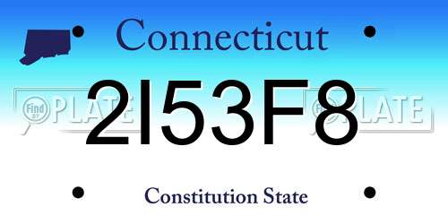 2I53F8 Connecticut License Plate