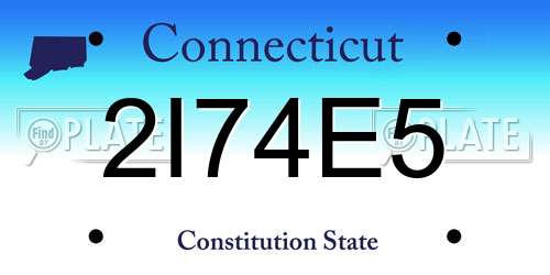 2I74E5 Connecticut License Plate