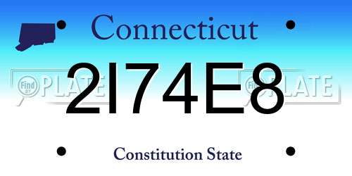 2I74E8 Connecticut License Plate