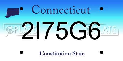 2I75G6 Connecticut License Plate