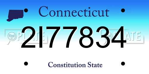 2I77834 Connecticut License Plate