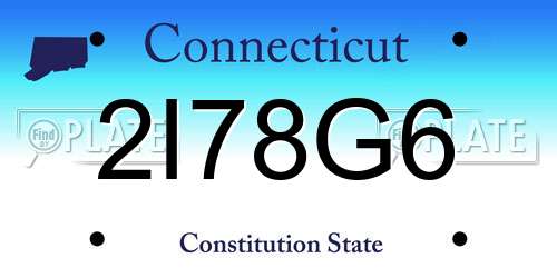 2I78G6 Connecticut License Plate
