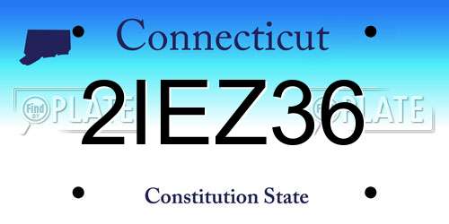 2IEZ36 Connecticut License Plate