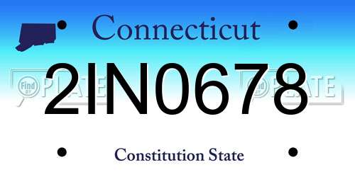 2IN0678 Connecticut License Plate