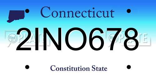 2INO678 Connecticut License Plate