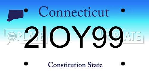 2IOY99 Connecticut License Plate