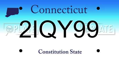 2IQY99 Connecticut License Plate