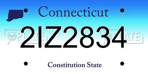 2IZ2834 Connecticut License Plate