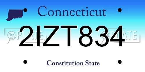 2IZT834 Connecticut License Plate
