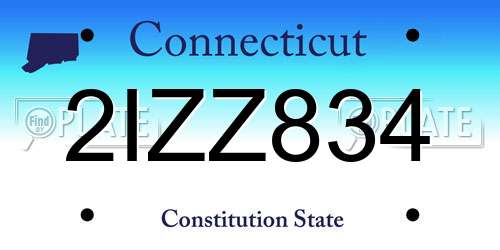2IZZ834 Connecticut License Plate