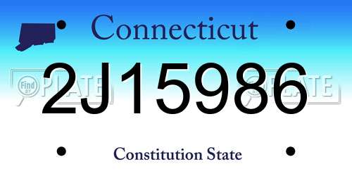 2J15986 Connecticut License Plate
