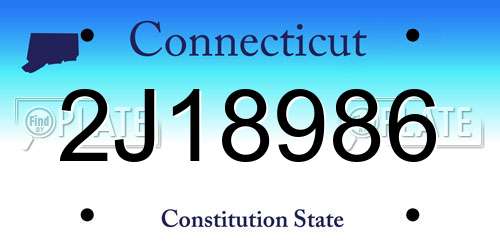2J18986 Connecticut License Plate