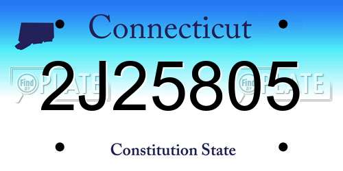 2J25805 Connecticut License Plate