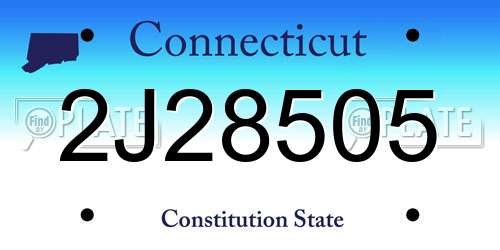 2J28505 Connecticut License Plate