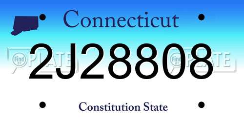 2J28808 Connecticut License Plate