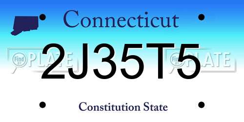2J35T5 Connecticut License Plate