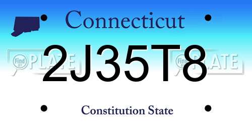 2J35T8 Connecticut License Plate