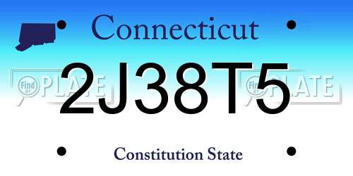 2J38T5 Connecticut License Plate