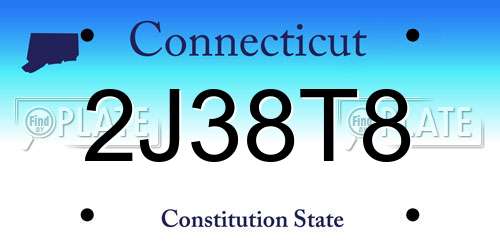 2J38T8 Connecticut License Plate