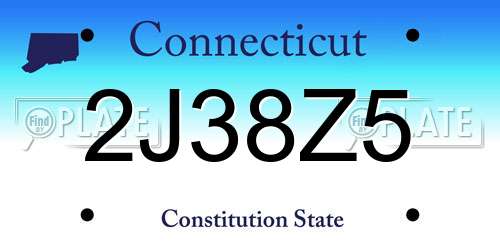 2J38Z5 Connecticut License Plate