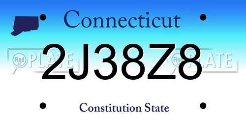 2J38Z8 Connecticut License Plate