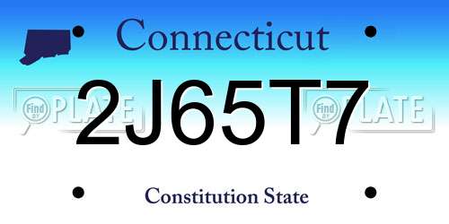 2J65T7 Connecticut License Plate