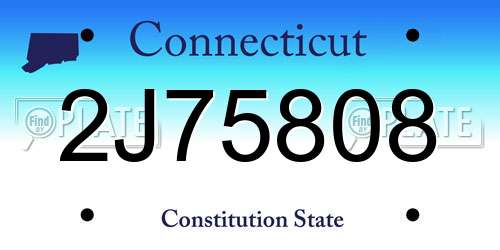 2J75808 Connecticut License Plate