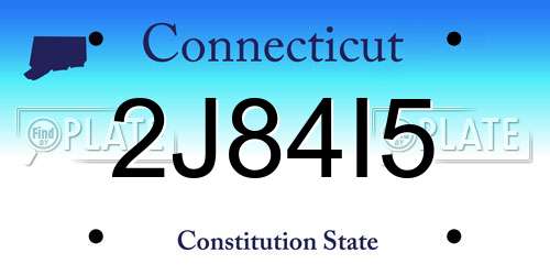 2J84I5 Connecticut License Plate