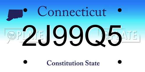 2J99Q5 Connecticut License Plate