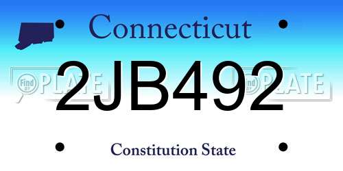 2JB492 Connecticut License Plate