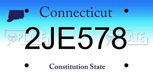 2JE578 Connecticut License Plate