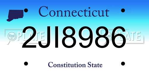 2JI8986 Connecticut License Plate