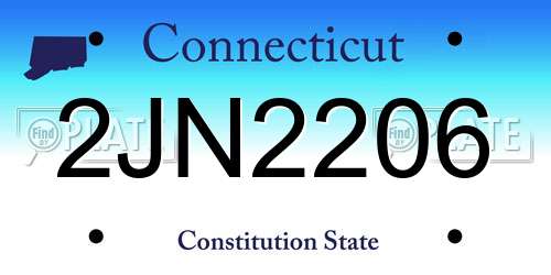 2JN2206 Connecticut License Plate